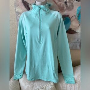 Under Armour cold gear fitted XL 1/4 zip pullover mint green light jacket.